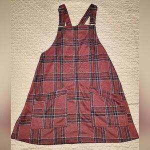 No Boundaries Large Double Knit Pinafore Overall Dress with POCKETS